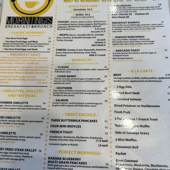Mornings Breakfast & Brunch - Breakfast menu - Breakfast & Brunch Near Me - Fishers, Indiana Mornings Breakfast & Brunch - Breakfast menu - Breakfast & Brunch Near Me - Fishers, Indiana