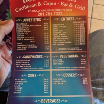 Irie Sizzler - Menu front - Caribbean Near Me - Houston, Texas