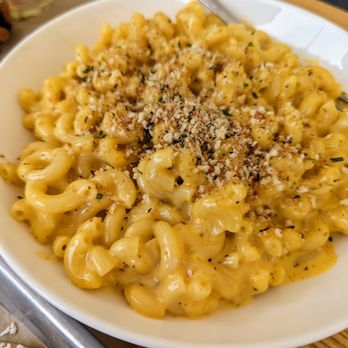 Franklin Motors - Mac & Cheese. $10. Fresh cream, Ashe County cheddar, toasted bread crumbs. - Beer Gardens Near Me - Chapel Hill, North Carolina