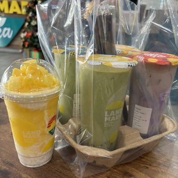 Landmark Tea - mango sticky rice slushy, thai green jasmine milk tea w coffee jelly, taro lava (get 50-70% sweetness!) - Tea Rooms Near Me - Las Vegas, Nevada Landmark Tea - mango sticky rice slushy, thai green jasmine milk tea w coffee jelly, taro lava (get 50-70% sweetness!) - Tea Rooms Near Me - Las Vegas, Nevada