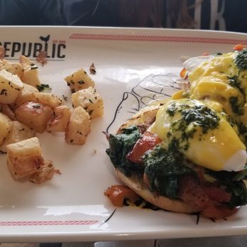 Breakfast Republic - Mushroom and pesto Benedict. - Breakfast & Brunch Near Me - San Diego, California