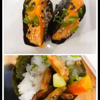 Hiro Sushi - Ankimo nigiri with Ponzu sauce (monkfish liver pate) & salmon skin handroll - Japanese Near Me - Kings Beach, California Hiro Sushi - Ankimo nigiri with Ponzu sauce (monkfish liver pate) & salmon skin handroll - Japanese Near Me - Kings Beach, California