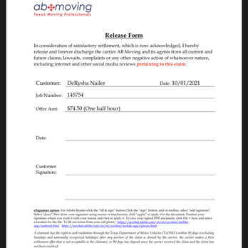 AB Moving - San Antonio - The claim release - Movers Near Me - San Antonio, Texas