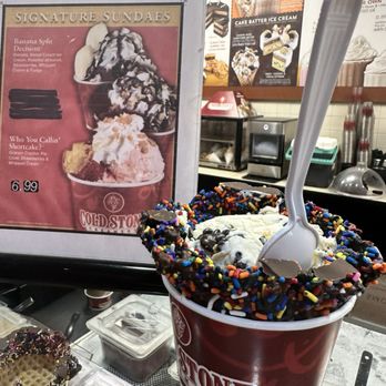 Cold Stone Creamery - a cup of ice cream with sprinkles - Ice Cream & Frozen Yogurt Near Me - Falls Church, Virginia Cold Stone Creamery - a cup of ice cream with sprinkles - Ice Cream & Frozen Yogurt Near Me - Falls Church, Virginia