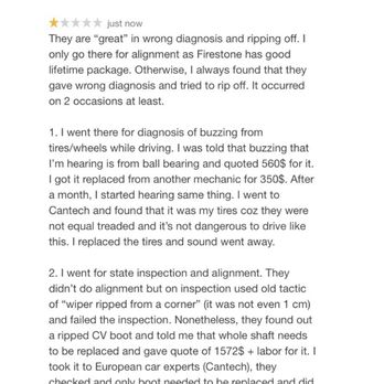 Firestone Complete Auto Care - My google review. - Tires Near Me - Dewitt, New York