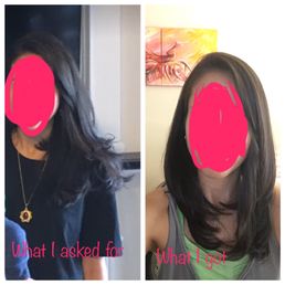 On the left is my own hair last year, I asked for this cut. On the right is what I got. On the left is my own hair last year, I asked for this cut. On the right is what I got.