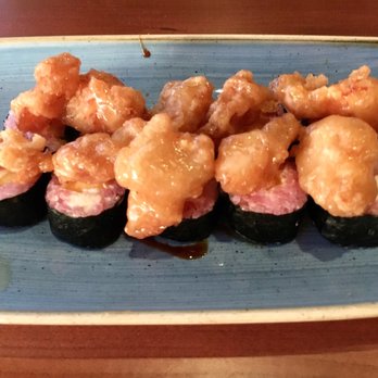 Rusty Pelican - Miami - Shrimp Tempura Deco Maki Sushi - $17 - Tasty, unique blend of flavors - Seafood Near Me - Key Biscayne, Florida Rusty Pelican - Miami - Shrimp Tempura Deco Maki Sushi - $17 - Tasty, unique blend of flavors - Seafood Near Me - Key Biscayne, Florida