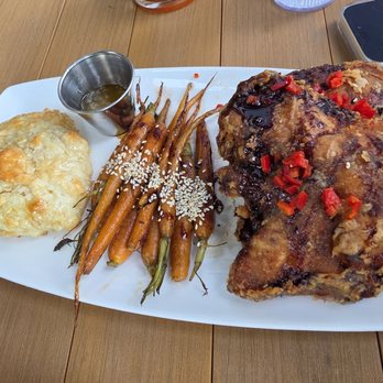 Pink Flamingo - fried half chicken with roasted carrots and house biscuit - Venues & Event Spaces Near Me - Baltimore, Maryland Pink Flamingo - fried half chicken with roasted carrots and house biscuit - Venues & Event Spaces Near Me - Baltimore, Maryland