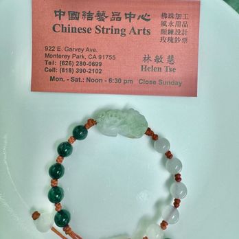 Chinese String Arts - Jade Piyao bracelet re-strung by Helen. - Arts & Crafts Near Me - Monterey Park, California