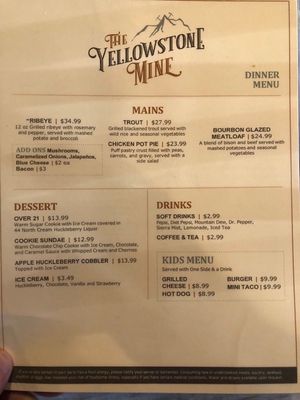 Menu photo 4 Yellowstone Mine Gardiner, MT