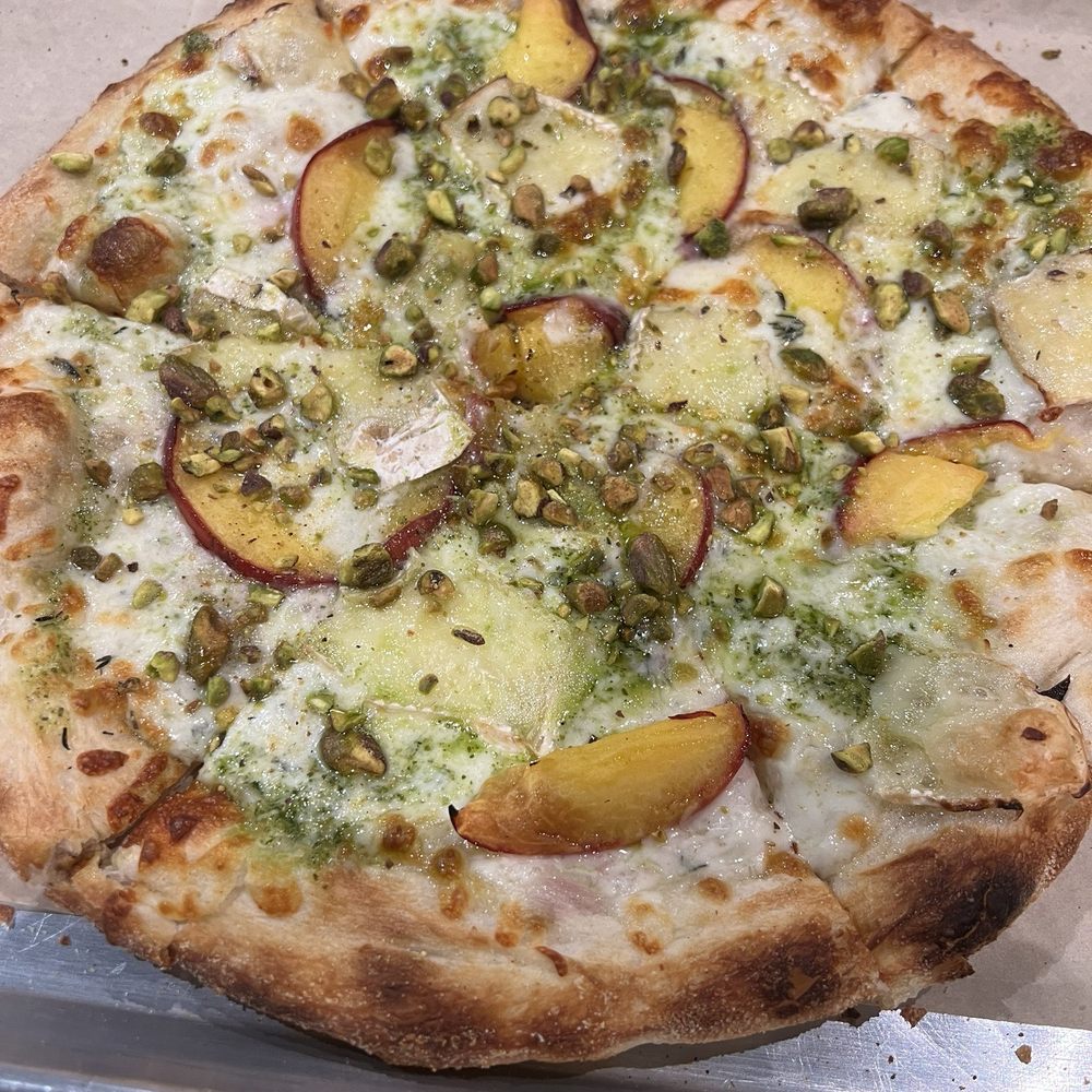 Peaches, Brie, Honey and Pistachios... awesome! Peaches, Brie, Honey and Pistachios... awesome!