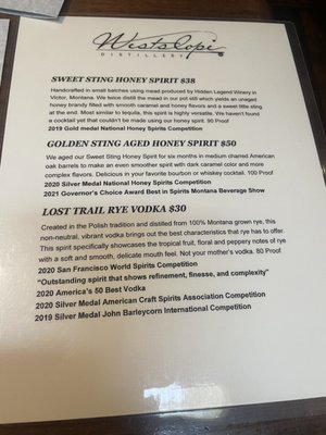 Menu photo 3 Westslope Distillery Hamilton, MT Menu photo 3 Westslope Distillery Hamilton, MT