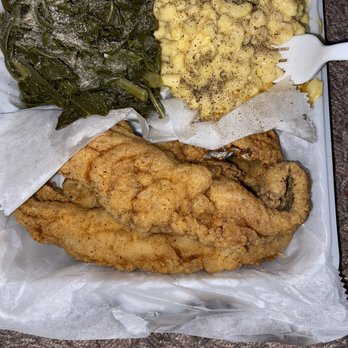 Mid Atlantic Seafood - Sea Trout with Macaroni and Greens - Seafood Near Me - Laurel, Maryland