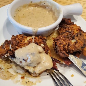 Overeasy - Chicken tenders and biscuits gravy - New American Near Me - Dallas, Texas