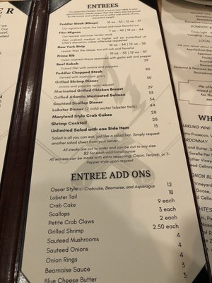 Menu photo 3 Peddler Steak House Boone, NC