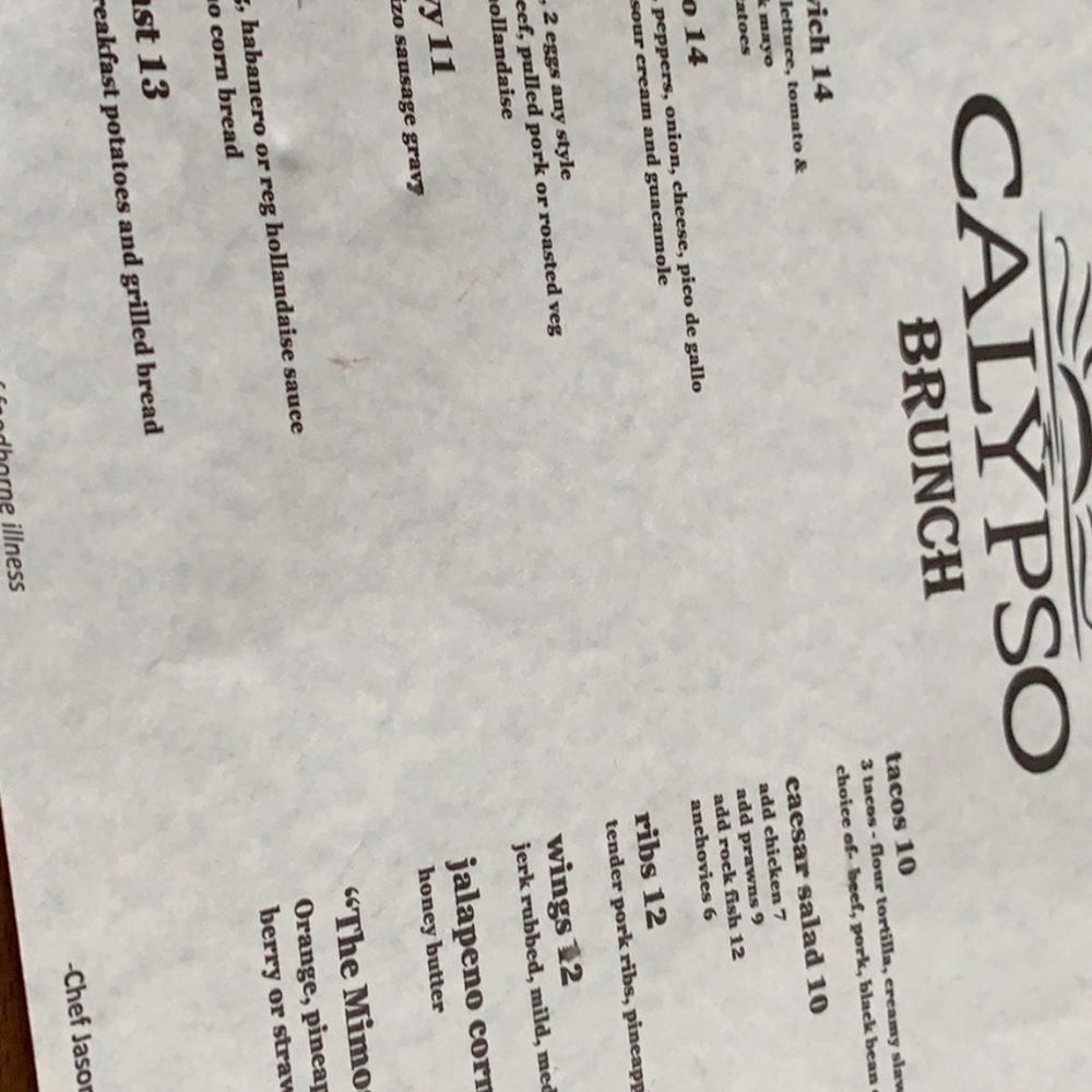 Calypso Edmonds - Brunch menu! - Caribbean Near Me - Edmonds, Washington