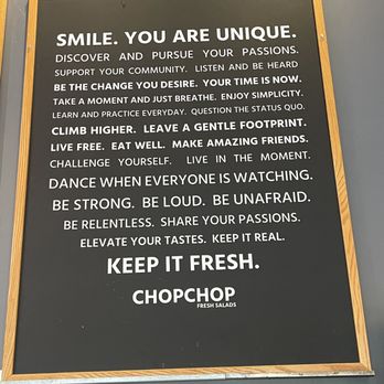 Chop N Fresh - Sign inside, but also on ur take away bag - Salad Near Me - Huntsville, Alabama Chop N Fresh - Sign inside, but also on ur take away bag - Salad Near Me - Huntsville, Alabama