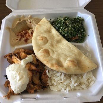 Haji-Baba - Chicken shawarma plate with hummus and salad - Middle Eastern Near Me - Tempe, Arizona