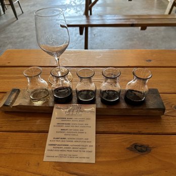 Carruth Cellars - tasting glasses and menu - Wine Tasting Room Near Me - Oceanside, California