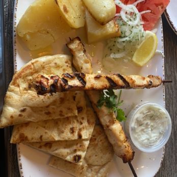 Nostimo - Chicken Kalamakia with greek potatoes - Greek Near Me - Arlington Heights, Illinois Nostimo - Chicken Kalamakia with greek potatoes - Greek Near Me - Arlington Heights, Illinois