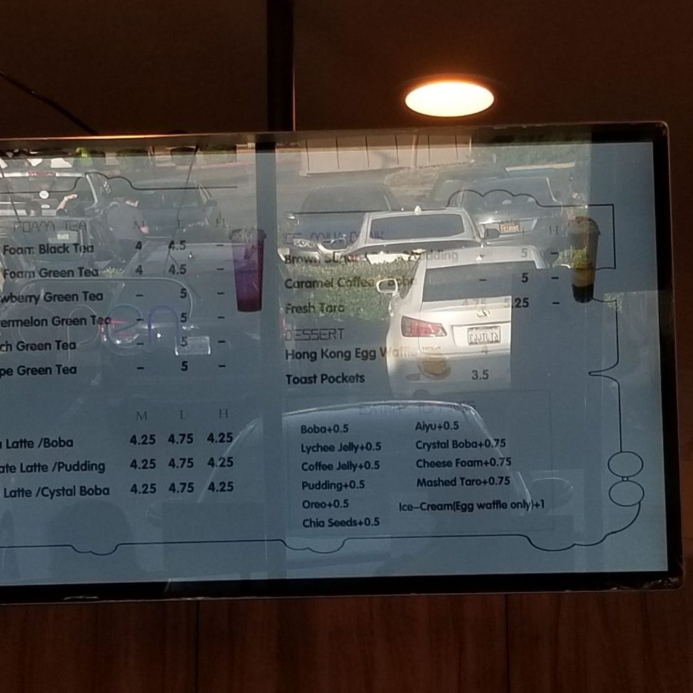 Chami Tea Bar - Menu as of June 30, 2020 (excuse the glare from the window =/) - Bubble Tea Near Me - Whittier, California