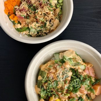 ONO Pokebar - two bowls of food on a table - Poke Near Me - Cambridge, Massachusetts