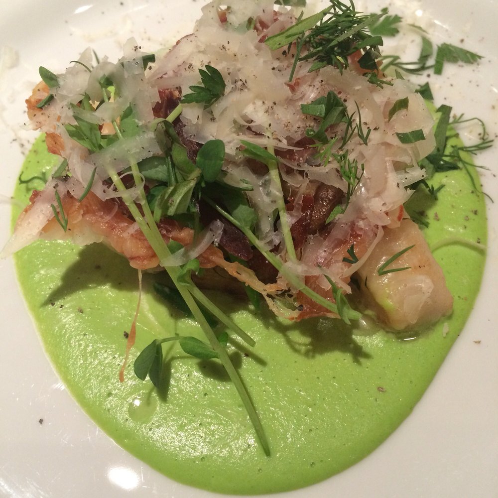 The Legends Series - Gnocchi with split pea purée, oyster mushrooms, and crispy guanciale from Moxie - Party & Event Planning Near Me The Legends Series - Gnocchi with split pea purée, oyster mushrooms, and crispy guanciale from Moxie - Party & Event Planning Near Me