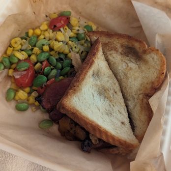 Bullfrogs Bar & Grille - BBQ melt with succotash - American Near Me - Buford, Georgia Bullfrogs Bar & Grille - BBQ melt with succotash - American Near Me - Buford, Georgia