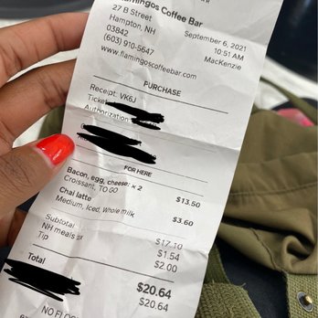 Flamingos Coffee Bar - Receipt - Coffee & Tea Near Me - Hampton, New Hampshire Flamingos Coffee Bar - Receipt - Coffee & Tea Near Me - Hampton, New Hampshire