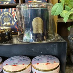 Society - A larger candle under glass and 2 cute face containers.