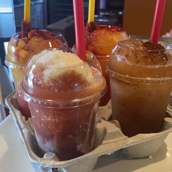 Antojitos Hipocampus - Pictured here mangoneadas and raspados de tamarindo and vainilla with lechera. - Juice Bars & Smoothies Near Me - Bishop, California Antojitos Hipocampus - Pictured here mangoneadas and raspados de tamarindo and vainilla with lechera. - Juice Bars & Smoothies Near Me - Bishop, California