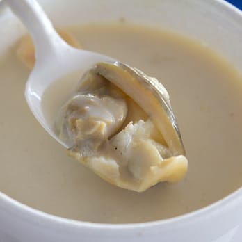 Markey's Lobster Pool - Clam chowdah. Note the big whole clams. - Seafood Near Me - Seabrook, New Hampshire Markey's Lobster Pool - Clam chowdah. Note the big whole clams. - Seafood Near Me - Seabrook, New Hampshire