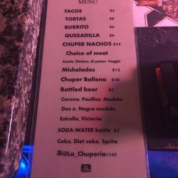 La Chuperia - Their menu as of 8/25/17 - Sports Bars Near Me - Los Angeles, California La Chuperia - Their menu as of 8/25/17 - Sports Bars Near Me - Los Angeles, California
