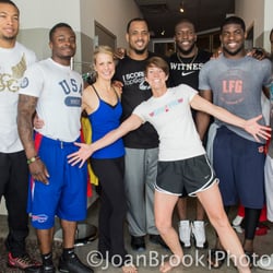 NFL players with owner Jennifer and Pam Leblanc