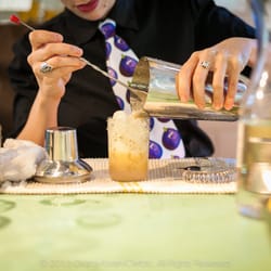 FIG Drinks - Earl Gray Infused Deaths Door Gin, Mint Simple Syrup, Egg White and Bitters.