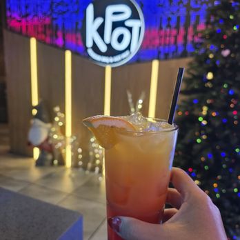KPOT Korean BBQ & Hot Pot - Universal Studios - Korean sunrise - like Tequila sunrise bur with Soju - Korean Near Me - Orl&o, Florida