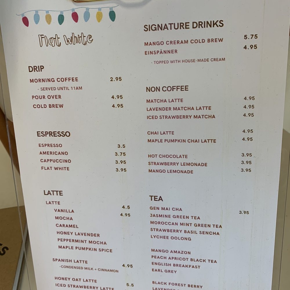 Flat White Coffee - Menu as of 11.21.21 - Cafes Near Me - Cypress, California Flat White Coffee - Menu as of 11.21.21 - Cafes Near Me - Cypress, California