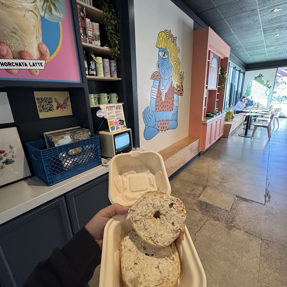 Dreamwave Coffee - Bagel with lovely honey, walnut, & orange zest cream cheese *so good* - Coffee Roasteries Near Me - Carlsbad, California Dreamwave Coffee - Bagel with lovely honey, walnut, & orange zest cream cheese *so good* - Coffee Roasteries Near Me - Carlsbad, California