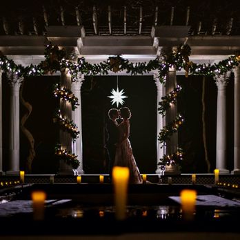 Ceresville Mansion - The pergola and pond at Ceresville, decorated for the holidays. (photo credit Bee Two Sweet) - Venues & Event Spaces Near Me - Frederick, Maryland