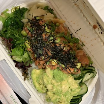 Poke Rainbow - Salmon and Spicy Tuna. - Poke Near Me - Whittier, California Poke Rainbow - Salmon and Spicy Tuna. - Poke Near Me - Whittier, California