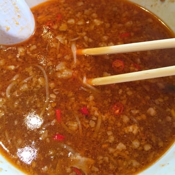 Ramen Gojiro - The after picture of the ramen with fat lard floating in the soup, blegh! - Ramen Near Me - Vancouver, British Columbia Ramen Gojiro - The after picture of the ramen with fat lard floating in the soup, blegh! - Ramen Near Me - Vancouver, British Columbia