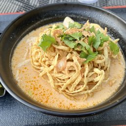 Khao Soi Noodles, extra hot chili oil Khao Soi Noodles, extra hot chili oil