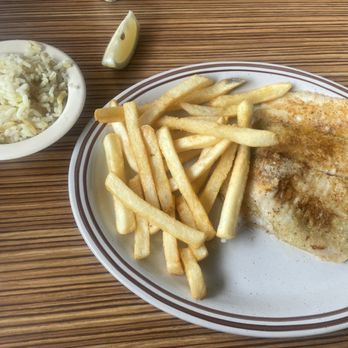 Shrimp House - Grilled Tilapia Fillet with rice pilaf and Plate of French Fries - Seafood Near Me - Arcadia, California