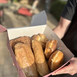 Leucadia Donut Shoppe - Maple bar, chocolate glazed, original glazed, bear claw, and blueberry buttermilk