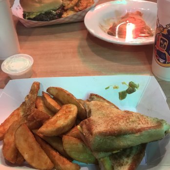 Sparkys BBQ and Espresso - Green chile cheeseburger, green chile grilled cheese, and apple pie. - Burgers Near Me - Hatch, New Mexico