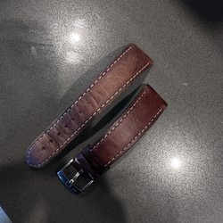 Sole Provider - Unrestored & restored leather watch strap with the store owner's product.