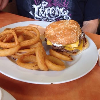 Ray's Café - Double cheeseburger w/onion rings. - American Near Me - Honolulu, Hawaii Ray's Café - Double cheeseburger w/onion rings. - American Near Me - Honolulu, Hawaii