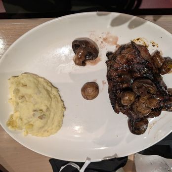 Firebirds Wood Fired Grill - NY strip with mushrooms and mashed potatoes! - Steakhouses Near Me - Durham, North Carolina Firebirds Wood Fired Grill - NY strip with mushrooms and mashed potatoes! - Steakhouses Near Me - Durham, North Carolina