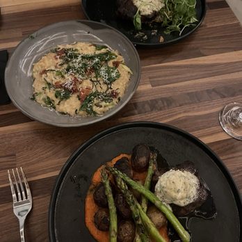 Char Blu - From top: Bone in T-bone, risotto and filet mignon - American Near Me - Champlin, Minnesota