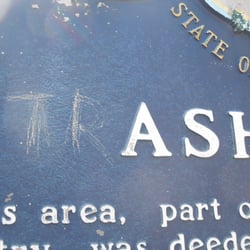 Ashford Historical Marker - "heh heh I spelled trash"